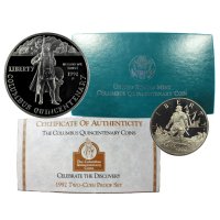 1992 Columbus Commemorative Silver Set (Proof, 2 Coin)