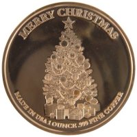 1 oz Copper Round - Christmas Series - Merry Christmas and Happy New Year Design