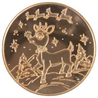 1 oz Copper Round - Christmas Series - Rudolph Design