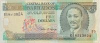 Central Bank of Barbados - $5.00 Five Dollars - Sir Frank Worrell - Very Fine