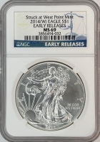 2014(W) 1 oz American Silver Eagle Coin - NGC MS-69 Early Release - Struck at West Point Mint