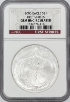 2006 1 oz American Silver Eagle Coin - NGC Gem Uncirculated First Strike