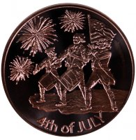 1 oz Copper Round - Happy 4th of July Design