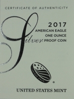 2017-W American Proof Silver Eagle Box & COA (NO Coin)