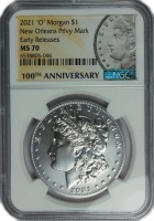 2021 'O' Morgan Silver Dollar - NGC MS-70 Early Release - 100th Anniversary Label