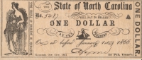1861 State of North Carolina Obsolete Bank Note - $1 One Dollar - Very Fine to Extremely Fine