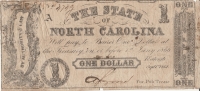 1862 State of North Carolina Obsolete Bank Note - $1 One Dollar - Fine or Better