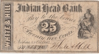 1862 Indian Head Bank 25 Cent Script - White & Hill - Nashua, NH