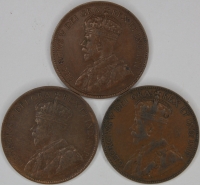1918, 1919, 1920 Canada One Cent Lot - Extremely Fine