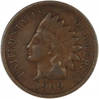 1909 Indian Head Cent Coin - Fine to Very Fine