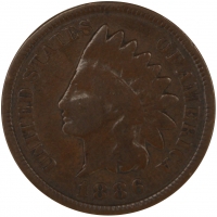 1886 Indian Head Cent Coin - Type 2 - Very Good