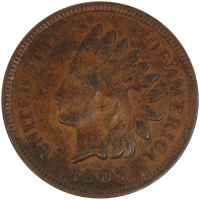 1907 Indian Head Cent Coin - About Uncirculated