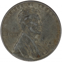 1943-S Lincoln Steel Cent Coin - Cud Mint Error Coin - Extremely Fine to About Uncirculated