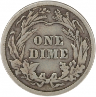 1914 Barber Silver Dime Coin - Fine to Very Fine