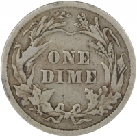 1909 Barber Silver Dime Coin - Fine to Very Fine