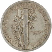 1935-D Mercury Silver Dime Coin - Extremely Fine