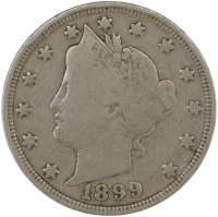 1899 Liberty Head V Nickel Coin - Fine
