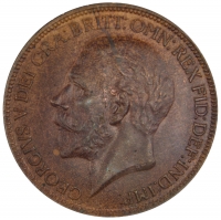 1927 Great Britain One Penny Coin - Uncirculated Red & Brown