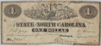 January 1863 The State of North Carolina Obsolete Note - One Dollar - Circulated