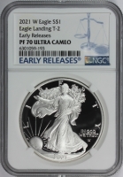 2021-W 1 oz Proof American Silver Eagle Coin - Type 2 - NGC PF-70 Ultra Cameo Early Releases
