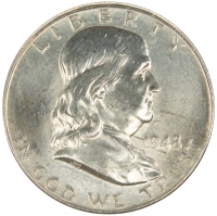 1948-D Franklin Silver Half Dollar Coin - BU