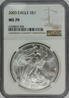 2003 1 oz American Silver Eagle Coin - NGC MS-70