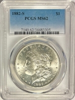 1882-S Morgan Silver Dollar Coin PCGS MS-62