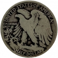 1921-D Walking Liberty Silver Half Dollar Coin - Key Date - Very Good +