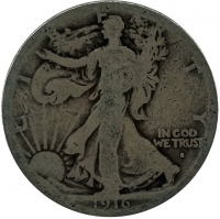 1916-S Walking Liberty Silver Half Dollar Coin - Good