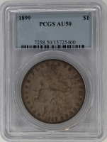 1899 Morgan Silver Dollar Coin PCGS AU-50 - Sharp and Naturally Toned