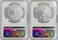 2025 Morgan and Peace Silver Dollar 2 Pc Set - NGC MS-70 First Day of Issue - Morgan and Peace Dollar Label