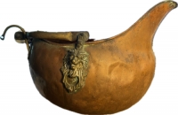 Large Vintage Copper Ash/Coal Scuttle Bucket - Porcelain Handle - Lion Head