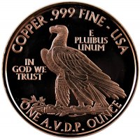 1 oz Copper Round - 1907 10.00 Gold Indian Design