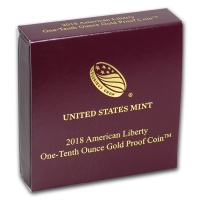 2018 American Liberty Proof 1/10th Oz Gold Coin - Box & COA (NO Coins)