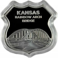 1 oz Silver - Icons of Route 66 Shield Series - Kansas Rainbow Arch Bridge
