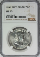 1956 Franklin Silver Half Dollar Coin - Bugs Bunny - NGC MS-65 - Only 2 Finer