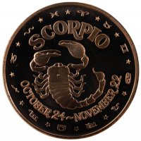 1 oz Scorpio Copper Round from the Zodiac Series