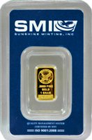Sunshine Minting 1 gram Gold Bar - New Design (In TEP Packaging w/ Mint Mark SI™)