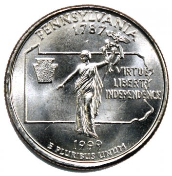 1999 Pennsylvania State Quarter Coin - P or D Mint - BU