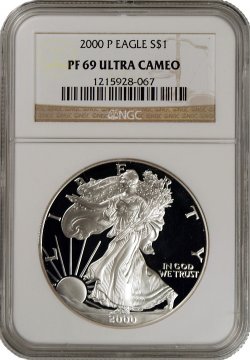2000-P 1 oz American Proof Silver Eagle Coin - NGC PF-69 Ultra Cameo