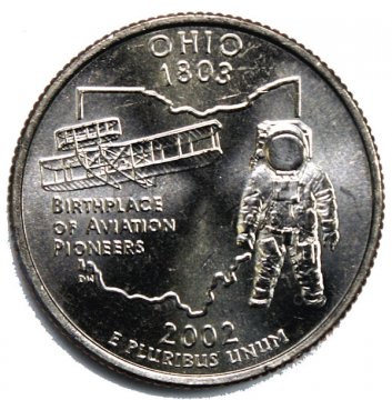 2002 Ohio State Quarter Coin - P or D Mint - BU