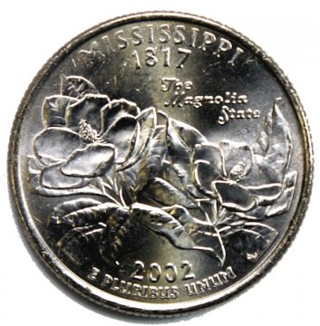 2002 Mississippi State Quarter Coin - P or D Mint - BU