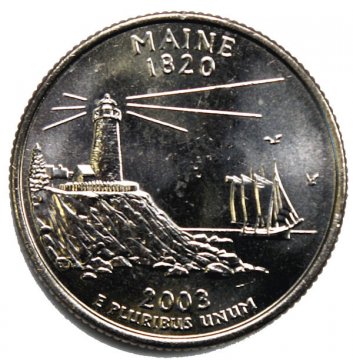 2003 Maine State Quarter Coin - P or D Mint - BU