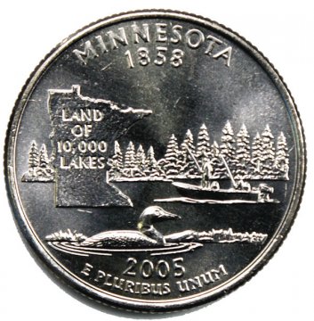 2005 Minnesota State Quarter Coin - P or D Mint - BU