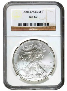 2004 1 oz American Silver Eagle Coin - NGC MS-69