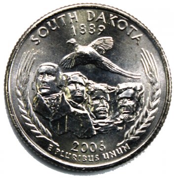 2006 South Dakota State Quarter Coin - P or D Mint - BU