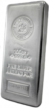 100 oz Silver Bar - Royal Canadian Mint (RCM) - .9999 Fine, Pressed - New