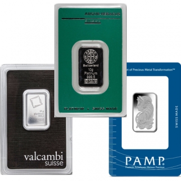 10 gram Platinum Bar - Random Design, w/ Assay in TEP Packaging