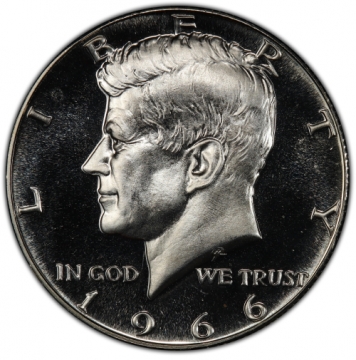 1966 SMS 40% Silver Kennedy Half Dollar Coin - Choice BU Cameo Contrast