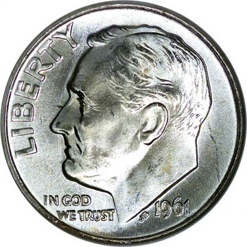 1961 Roosevelt Silver Dime Coin - Choice BU